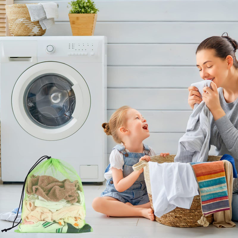 iMucci 13""X15.5"" 24Pcs Mesh Laundry Drawstring Bag Nylon Drawstring Gym Bag with Cord Lock Closure - Image 5